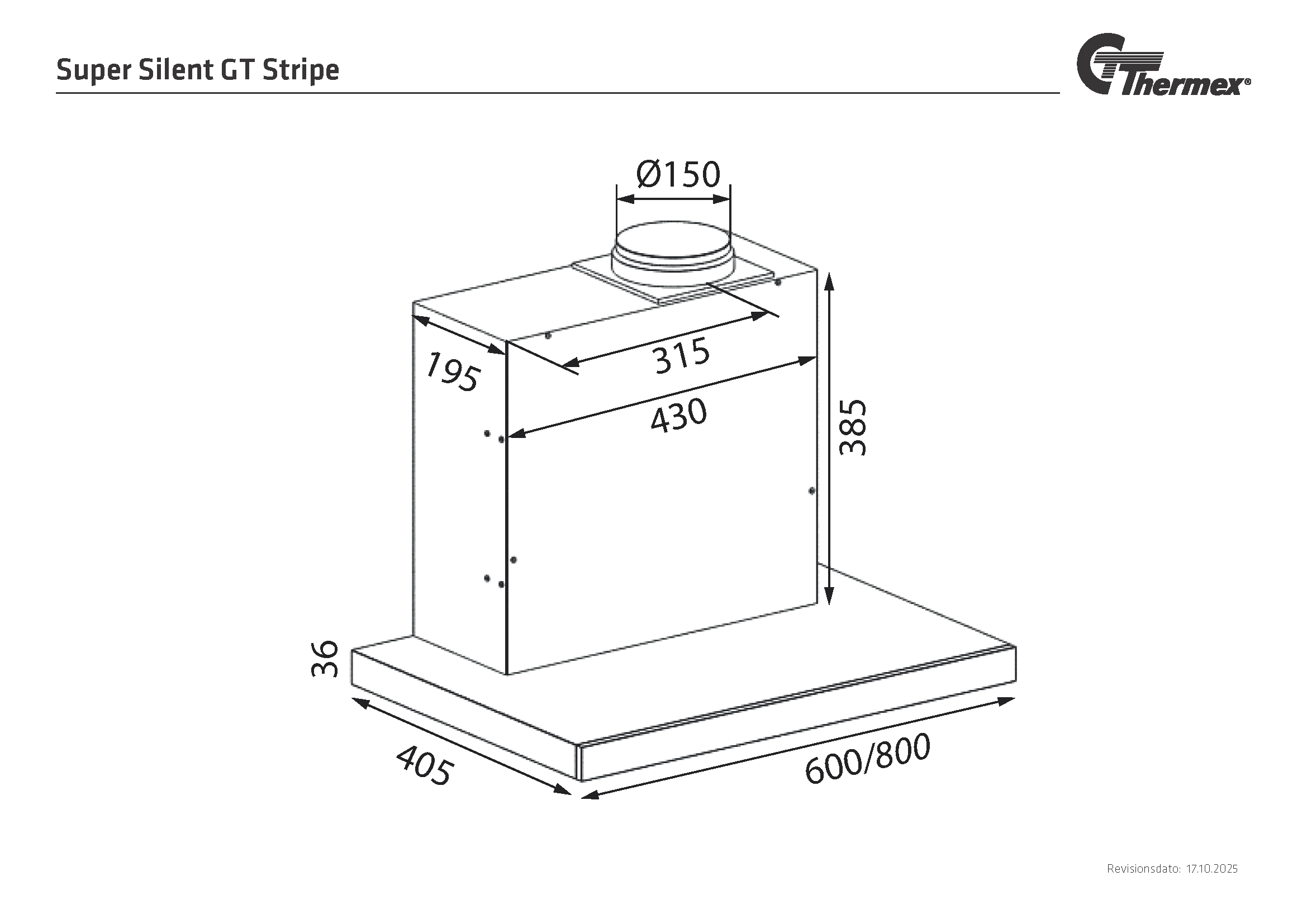 Super Silent GT - Stripe, 80 cm, rostfri/svart